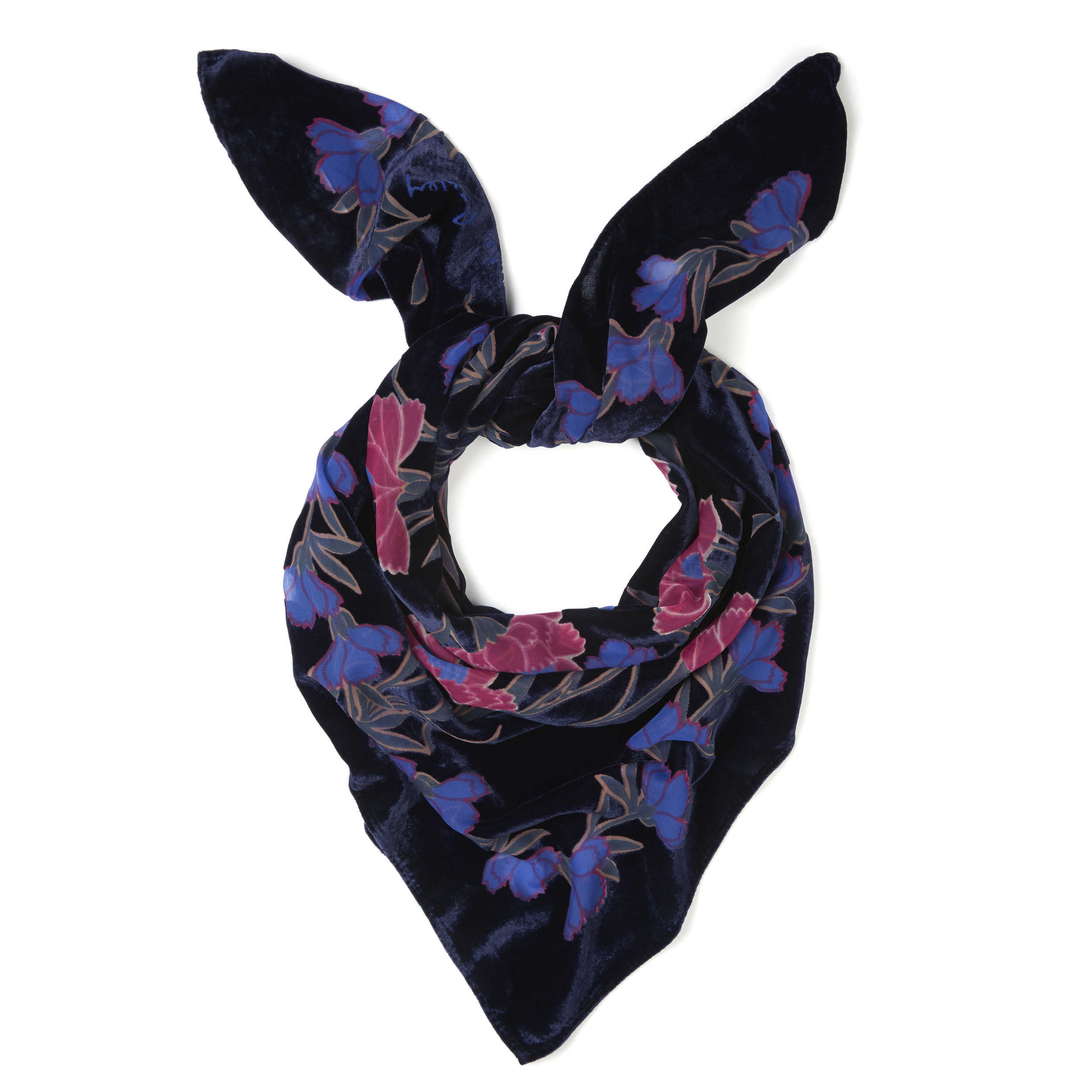 Midnight Floral Devore Velvet Scarf