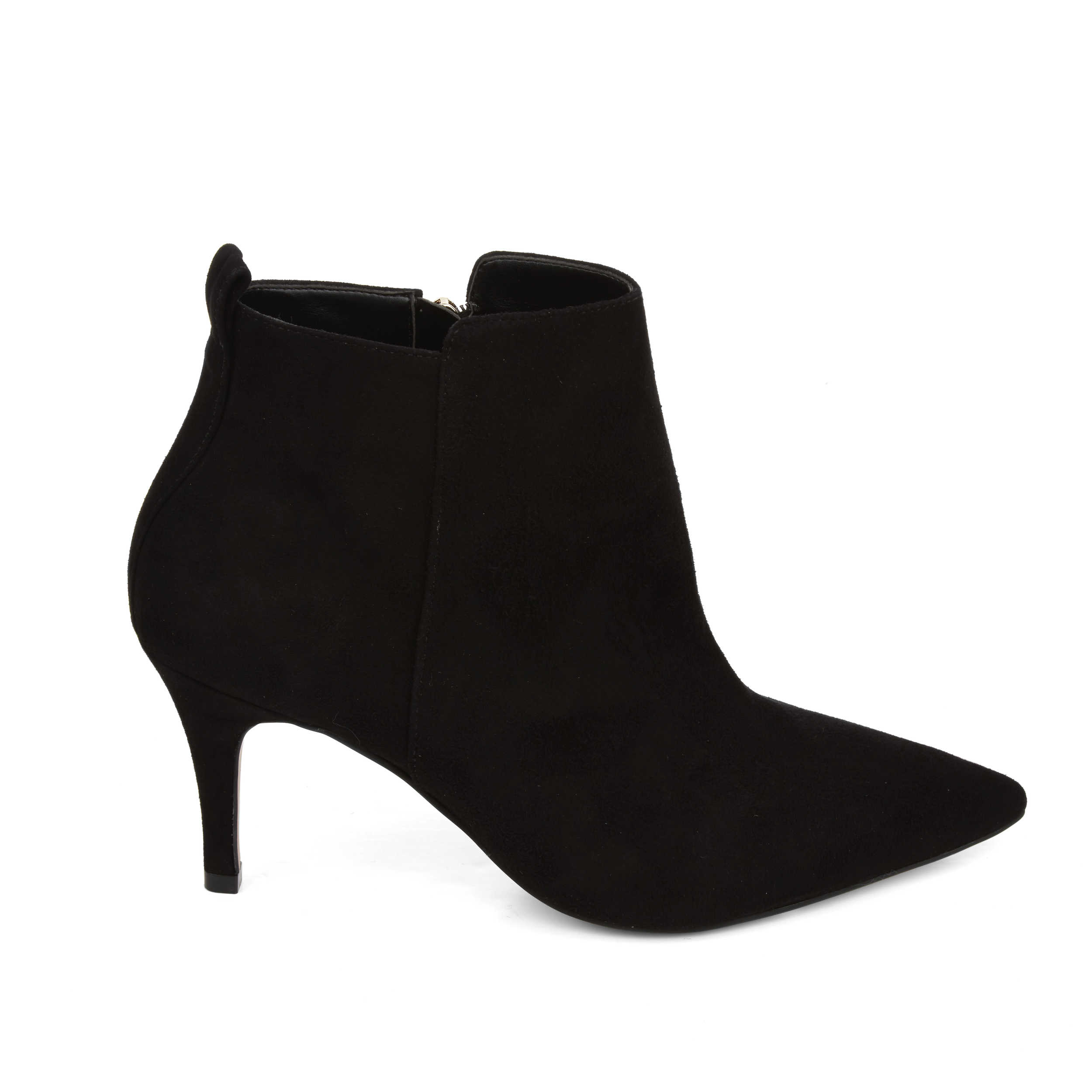 Black Suede Side Zip Ankle Boots