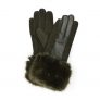 Faux Fur Trim Leather and Suede Gloves