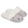 Grey Floral Mule Slippers